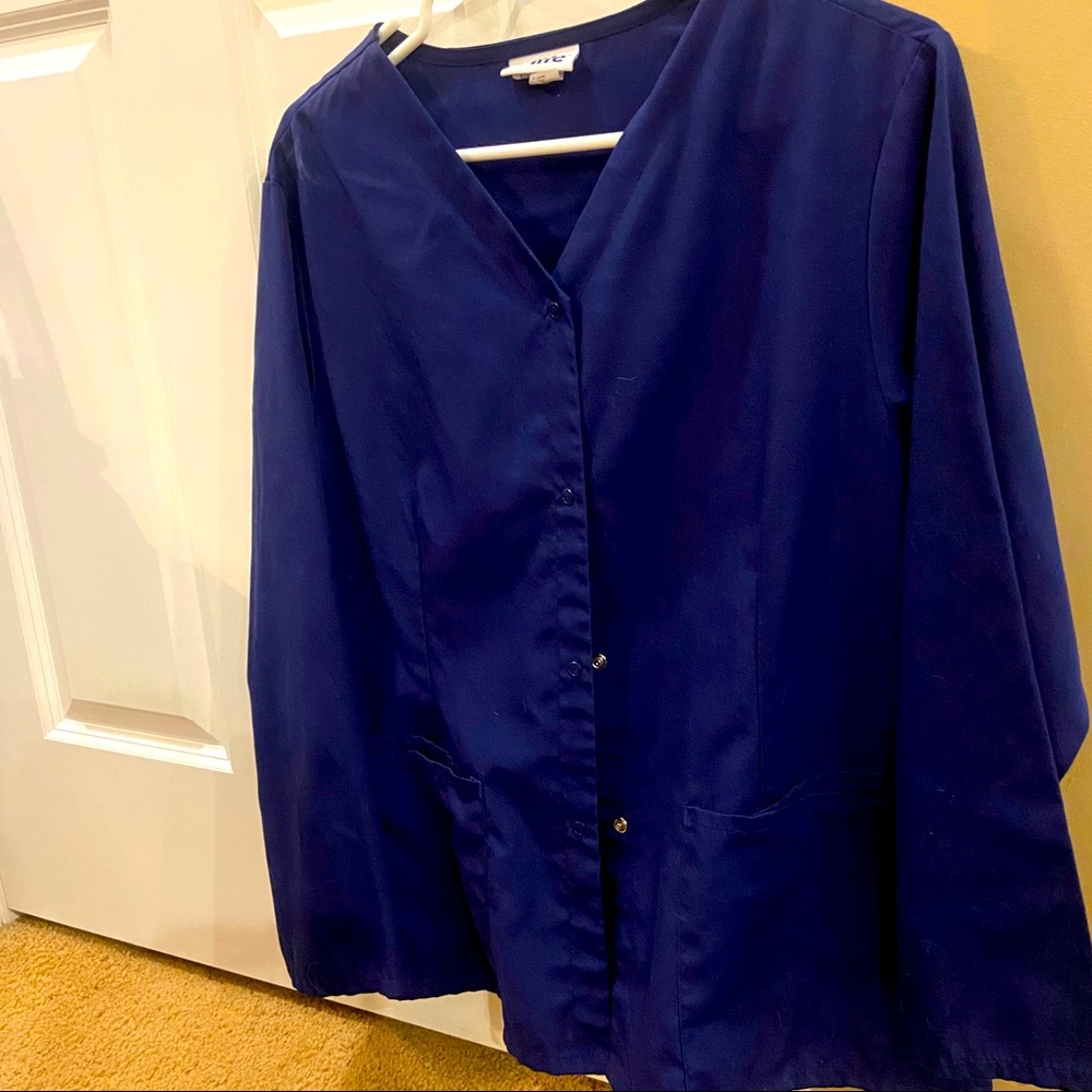 Navy blue scrub jacket